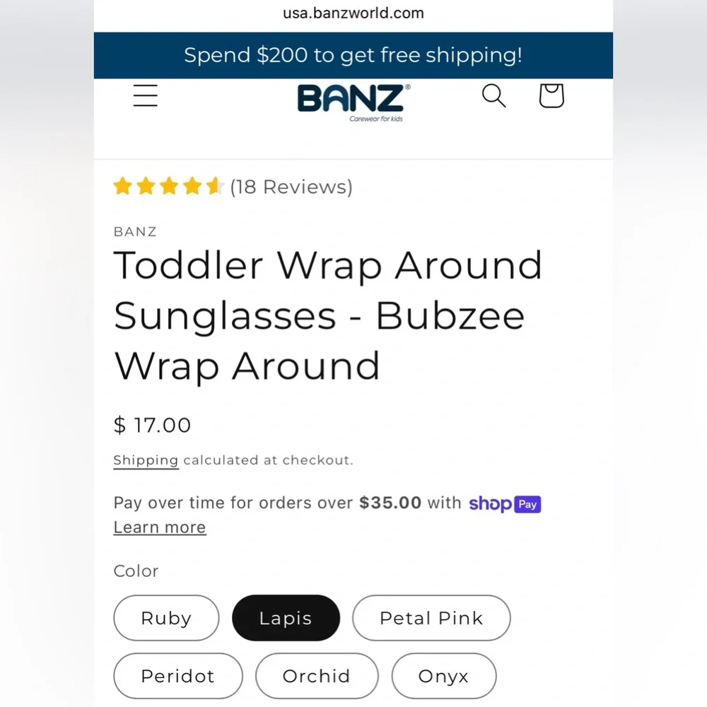 BABY BANZ Baby/Toddler Wraparound Sunglasses